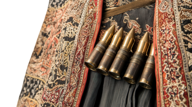 Georgian chokha outfit with bullet holders Transparent background, PNG file