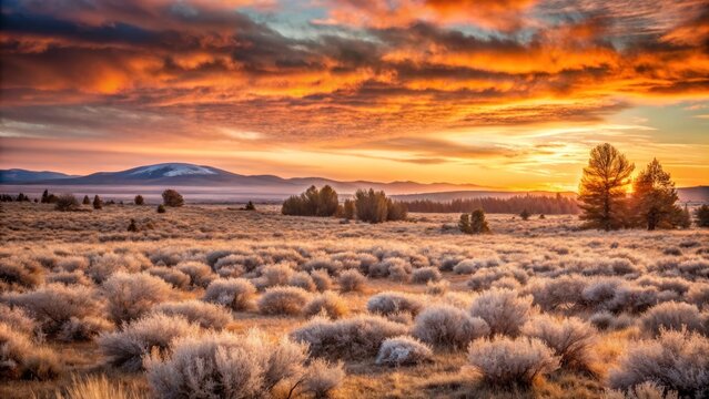 Golden Sunrise Over Arid Landscape