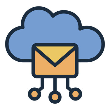 cloud email server filled line icon for communication