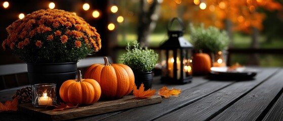 Autumnal outdoor dining display