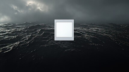 dark turbulent ocean waves under a cloudy sky with patches of light breaking through the stormy clouds