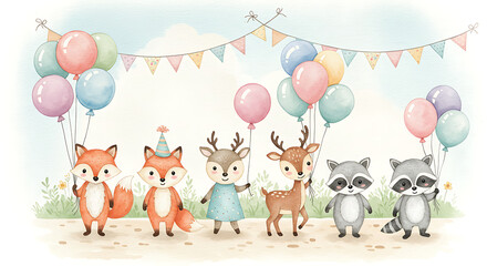 Whimsical Woodland Animals Parade