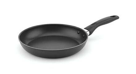 A modern non-stick frying pan with black handle, centered on a pure white background