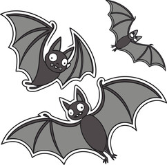 Obraz premium cute cartoon bats flying with happy smiling faces