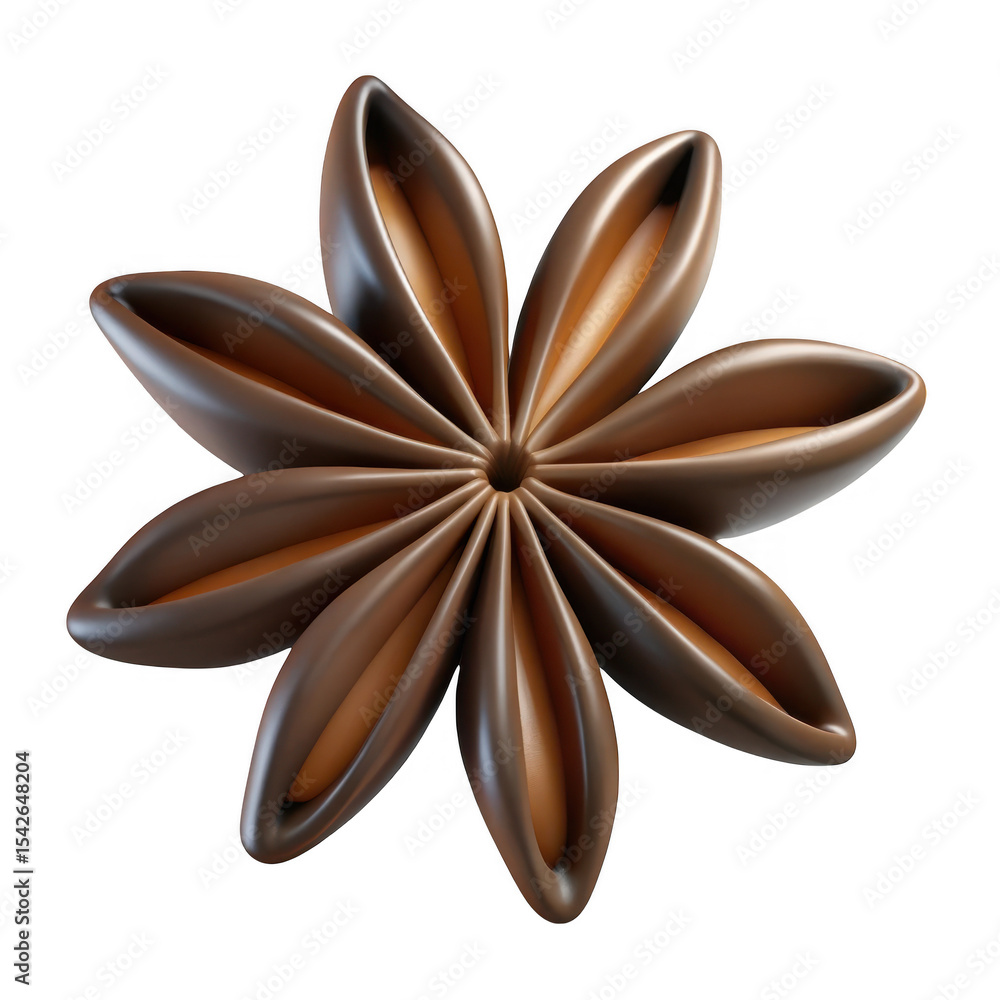 Poster realistic 3d render of star anise isolated on transparent background