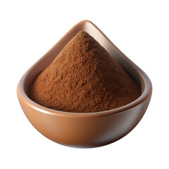 Brown powder in a teardrop bowl isolated on transparent background