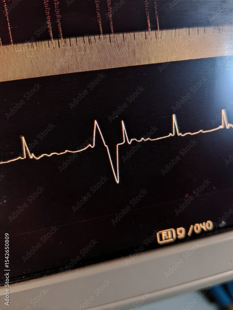 Poster faint pulse line transforming into sos signal with beige background