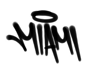 textured sprayed graffiti tagging letters MIAMI city name isolated in black