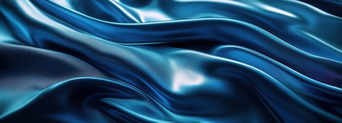 Obraz premium Layers of abstract fabric showcase dynamic neon cyan and deep indigo hues, creating a visually striking texture. The interplay of colors adds depth and movement to the composition