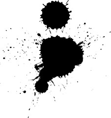 black ink brush painting drop splatter splash grunge graphic element