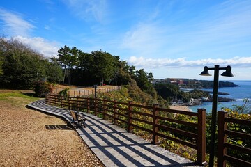 fine walkway in the seaside cliff