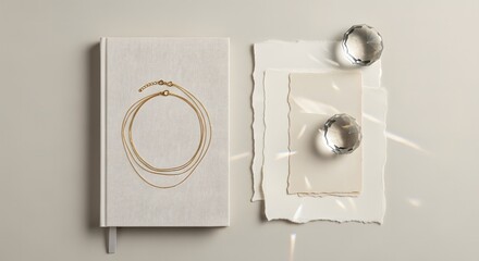 Elegance and Simplicity A Minimalist Stationary Set Composition with a Notebook Papers and Stylish Accessories AI Generated