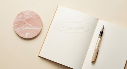 Exploring Creativity An Open Notebook Awaiting Words And Ideas Juxtaposed With An Aesthetic Coaster Inspiring Composition AI Generated