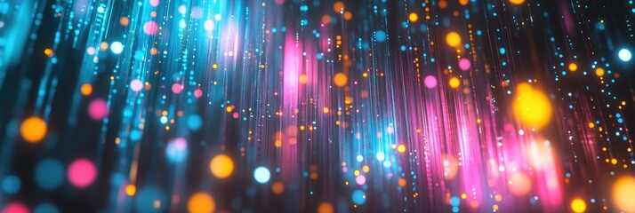 Abstract vibrant digital art with bright streaks and glowing particles