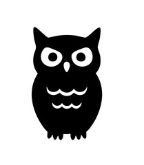 Cute, minimalist black vector silhouette of an owl. Ideal for nature themes, educational content, Halloween designs, or as a symbol of wisdom and nighttime.