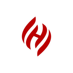 Abstract Red H Letter Logo Design with Swirling Flames