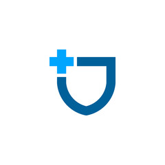 Blue Shield with Medical Cross Symbolizing Healthcare Protection and Safety