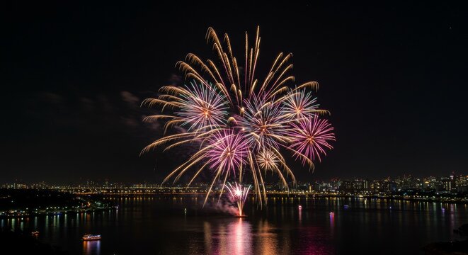 Danang Intl Fireworks Festival Vietnam Colorful fireworks over the Han river