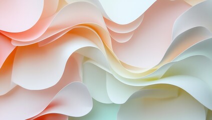 Abstract layered paper waves in pastel colors