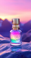 Colorful perfume bottle at sunset (1)
