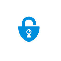 Simple Blue Unlocking Padlock Icon with Keyhole