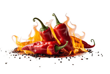 Hot Pepper Surrounded by Fire Pepper Thrives Amidst Blazing Flames