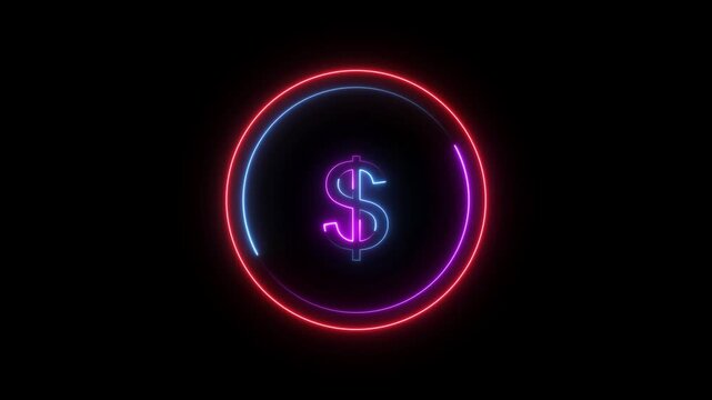 $ dolar Glowing neon line Letter Icon animation. 1M followers and subscribers on black background animation.
