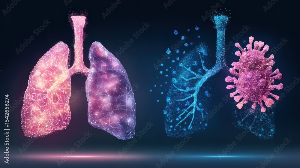 Aufkleber exploring the differences between lung infection and lung cancer through an educational infographic