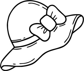 Beach hat, hat, cap silhouette vector icon illustration on white background.