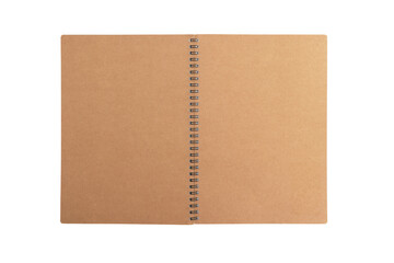 Kraft Ring Notebook Opened Blank Pages Isolated