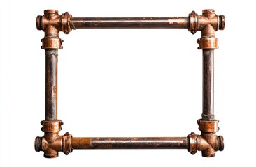 Rusty copper pipe frame