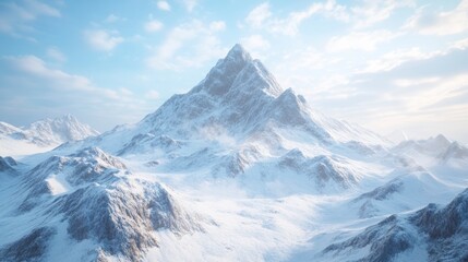 Obraz premium Majestic snow-capped mountain peak under a bright sky.