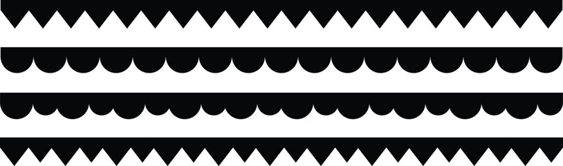 Ethnic Seamless Pattern Texture design. Scalloped edge seamless border and divider, handmade frame decorations. Ethnic tribal pattern for fabric, wallpaper, card template etc. Simple scalloped border