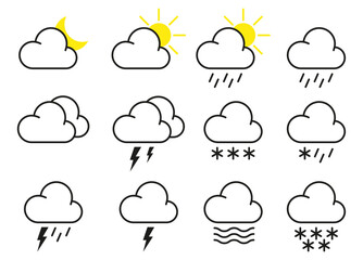 Weather icon collection isolated on a white background. Weather icon set