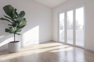 Bright, empty room with large window
