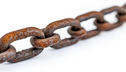 Obraz premium Close-up of a rusty chain against white background