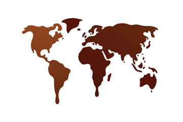 Chocolate Covered Continents on a White Background Design for Geographic Themes
