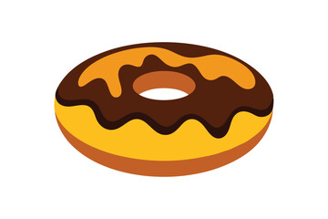 Delicious Chocolate Glazed Donut Vector Art Illustration high quality
