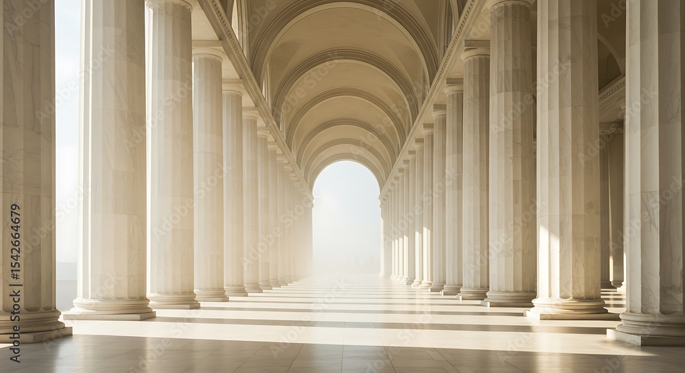 Poster empty wide hall with columns