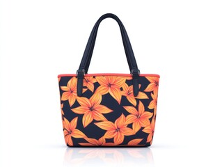 Orange floral tote bag