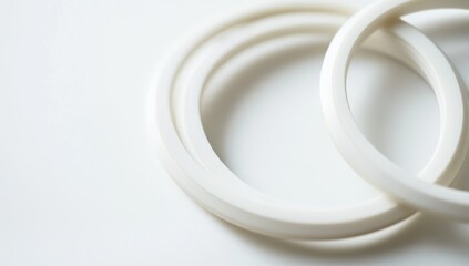 Close-up of overlapping white rings on a plain white background