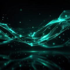 Naklejka premium Abstract teal glowing energy waves on a dark background