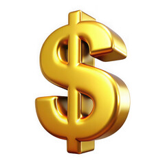 Obraz premium Golden dollar sign 3d render isolated on transparent background