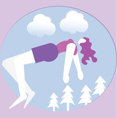 girl falling against gravity cool and unique clean illustration vector design