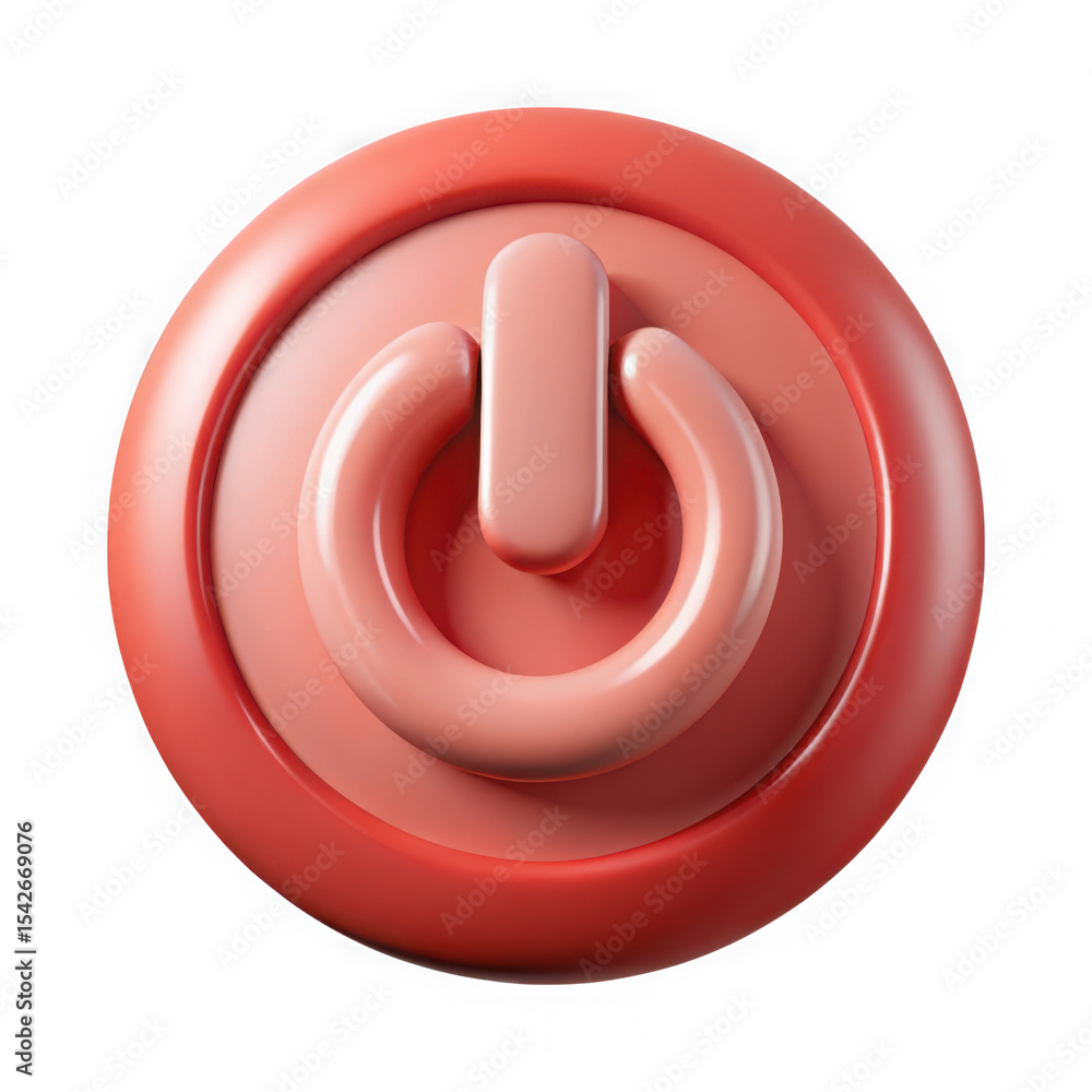 Poster 3d rendered power button icon isolated on transparent background