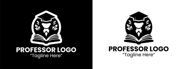 Sleek Black and White Graduation Theme Professor Logo for Branding and Education