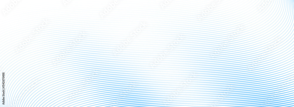 Poster Abstract thin line wave background. Light blue dynamic stripe texture. Warped and curved lines wallpaper for tech design template, presentation, brochure, leaflet, booklet. Vector airy backdrop