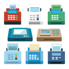 fax machine set isolated on white background