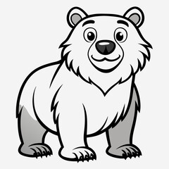cartoon wild bear line art on white background