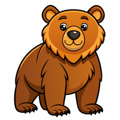 cartoon wild bear line art on white background